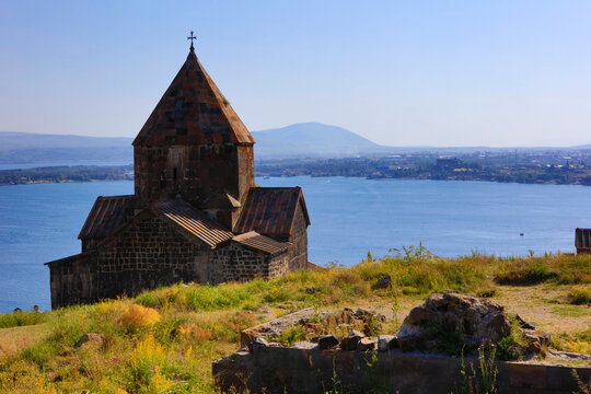 Armenia monastery Sevanavank on a sunny spring day