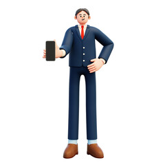 businessman hold smartphone blank screen