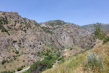 Fototapeta na wymiar Mountainous Armenia landscape on a sunny spring day