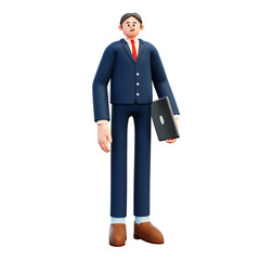 Obraz na płótnie Canvas businessman holding laptop standing