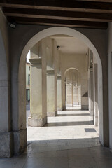bright light under arched covered walkway, Treviso, Italy