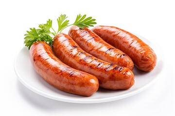 Boiled pork sausage isolated on white background