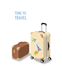 Travel illustration with carrier and bag , 캐리어와 가방이있는 여행 일러스트