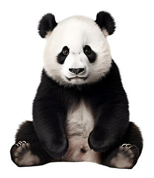 cute panda sitting, isolated on transparent background. Generative Ai