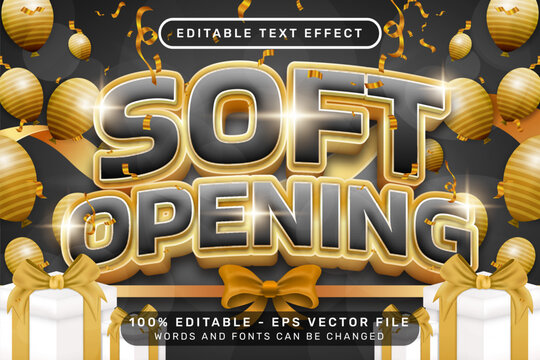 soft opening 3d text effect and editable text effect with ribbon and light illustration