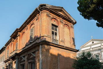 Mediterranean building with a renaissance windows at Aventine hill Rome