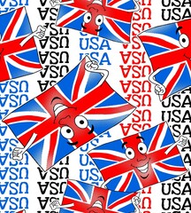 Fototapeta premium American flag banner with colorful pattern abstract baby background blue book boxer usa britain british card child color design england english esus europe european flag font funny architecture back