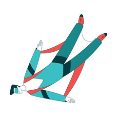 Air Sport with Man Character Wingsuit Flying Vector Illustration