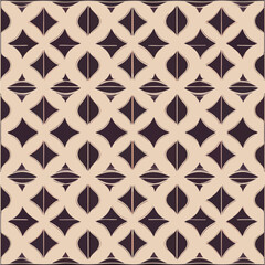 Mesmerizing black and white fabric pattern featuring circular motifs. Its repetitive nature evokes aizome aesthetics and hints of art deco influence.