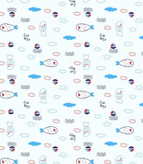 Fototapeta premium Cartoon collection of cute animals hand drawn beautiful colorful fashion boys' clothes girls' clothes seamless gifts, paper interior decoration scarves blankets book covers.