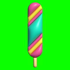3D Ice Cream Graphic Assets with Greenscreen Background