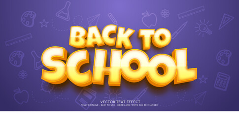 3d vector text Back to school with editable style effect