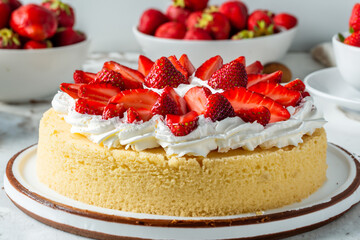 Strawberry Shortcake- Layers of fluffy sponge cake, fresh strawberries, and whipped cream, creating a delightful balance of sweetness and tanginess