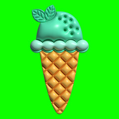 3D Ice Cream Graphic Assets with Greenscreen Background