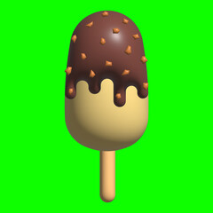3D Ice Cream Graphic Assets with Greenscreen Background