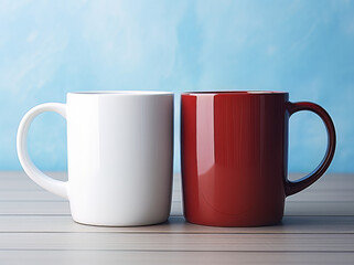 red and white coffee mug mockup 