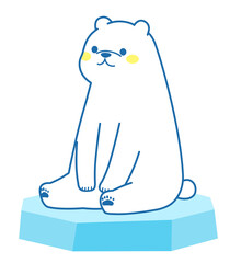 流氷に座っているシロクマ　イラスト素材
