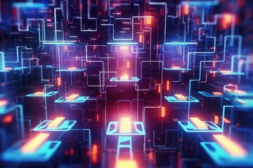 Obraz premium abstract background with glowing lines, internet communication lines with graphic lines colors, tech with glowing colors