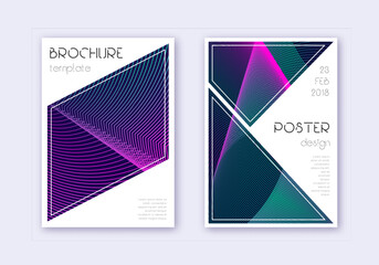 Triangle cover design template set. Neon abstract