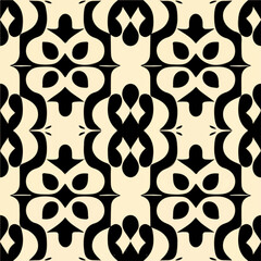 Classic black and white damask pattern on a white background, reminiscent of art deco era. Its elegant and intricate design creates a visually pleasing repeating fabric pattern.