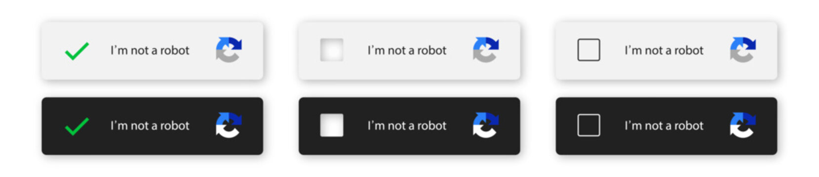 Captcha i am not a robot. I am not robor button. Vector illustration