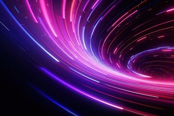 Plakat abstract futuristic background with gold PINK blue glowing neon moving high speed wave lines and bokeh lights. Data transfer concept Fantastic wallpaper
