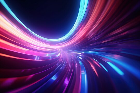abstract futuristic background with gold PINK blue glowing neon moving high speed wave lines and bokeh lights. Data transfer concept Fantastic wallpaper © AKKA