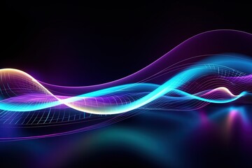 Naklejka premium abstract futuristic background with gold PINK blue glowing neon moving high speed wave lines and bokeh lights. Data transfer concept Fantastic wallpaper