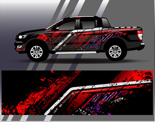 Car wrap design vector. Graphic abstract stripe racing background kit designs for wrap vehicle race car rally adventure and livery