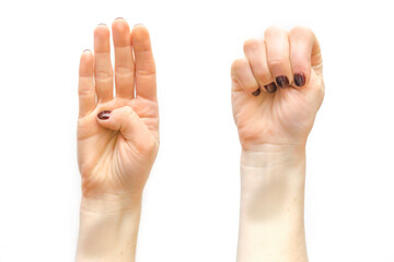 Signal, stop gesture that can help woman,children, people experiencing domestic violence.Hand with...