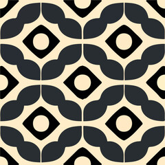 Eye catching black and white geometric pattern, reminiscent of art deco and art nouveau influences, reminiscent of intricate patterned tilework found on floors.