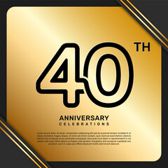 40th anniversary celebration template design with simple and luxury style in golden color, vector template