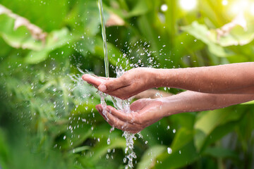 Water pouring on hand