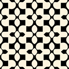 Visually appealing black and white pattern adorned with circles, forming a repeating fabric pattern reminiscent of art deco designs. Its intricate tilework like appearance adds a touch.