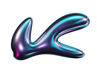 3d purple chrome metal organic fluid shape. Abstract liquid mercury metallic icon. 3d rendering aluminum gradient shape design element. Brutalist. 3D Illustration