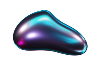 3d purple chrome metal organic fluid shape. Abstract liquid mercury metallic icon. 3d rendering aluminum gradient shape design element. Brutalist. 3D Illustration
