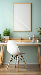 Fototapeta na wymiar Mock up poster in modern office home interior , Scandinavian style, for Instagram Story, generative AI