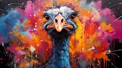 Poster Im Rahmen Illustration of a ostrich pop art © TimmiO