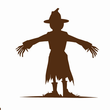 recommend clip art: Scarecrow Silhouette in a Field , Harvest Season and Garden Protection Vector Art