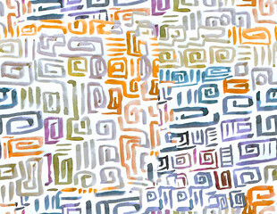 trendy seamless pattern of organic hand drawn shapes and doodles. Colorful watercolor pattern in memphis style. textile and stationery surface design.