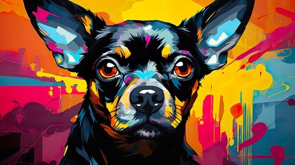 Illustration of a small dog pop art