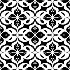 Captivating black and white abstract design reminiscent of art nouveau patterns, with repeating elements that could grace both floors and fabric.