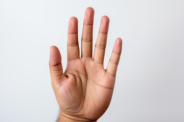 Male asian hand gestures isolated over the white background