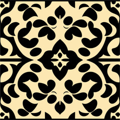 Against a pristine white backdrop, a mesmerizing black and white pattern unfolds. Inspired by damask and ornate geometric designs, this intricate tilework creates a sophisticated and timeless.
