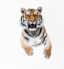 Obraz premium Siberian jumping tiger isolated