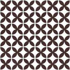 Fototapeta premium Sophisticated brown and white art deco pattern on a clean white backdrop, featuring a dark floral motif that seamlessly repeats, exuding an air of timeless elegance.