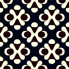 Fototapeta premium Bold and simple black and white flower pattern on a black background creates an iconic motif with peppermint like shapes.
