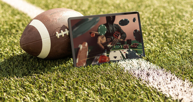 Online sports betting concept. American football. 3d illustration - Powered by Adobe