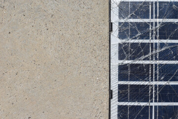 Close up of broken solar panel