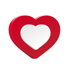 3D Heart icon with red and white